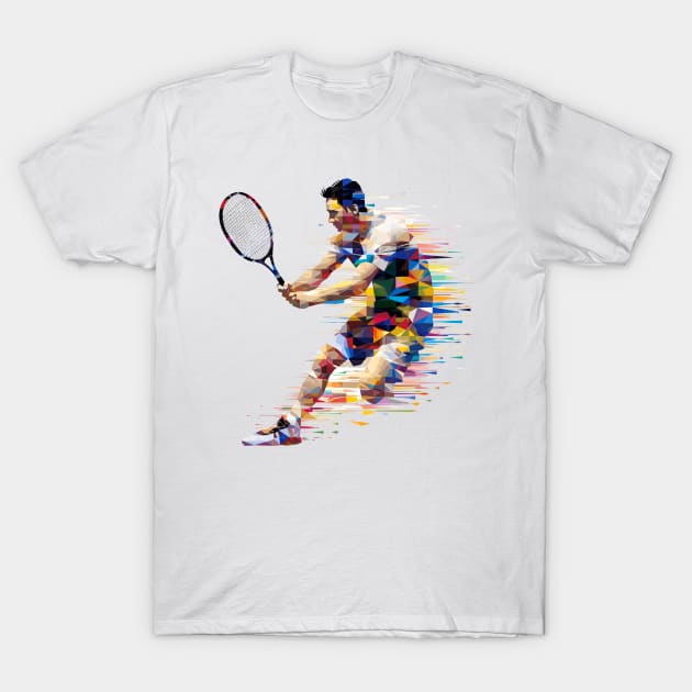 Tennis Player Sport Game Champion Competition Abstract T-Shirt by Cubebox